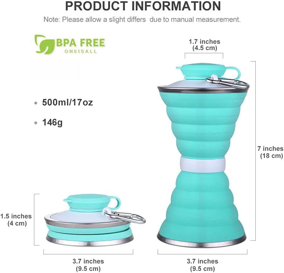 500ML Silicone Water Bottle Cup Foldable Leak Proof Portable Sports Travel Water Bottles For Outdoor Travel Gym Hiking Reuseable Kitchen Gadgets — изображение 4