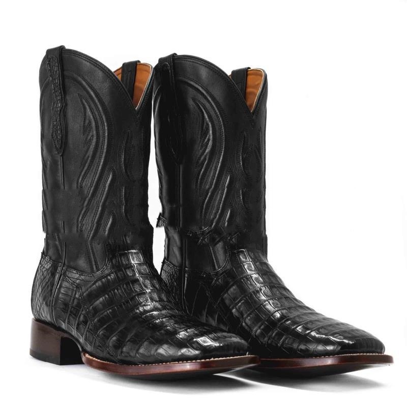 Embroidered Tube Edge Stitching Plaid Pointed Men's Boots - Image 5