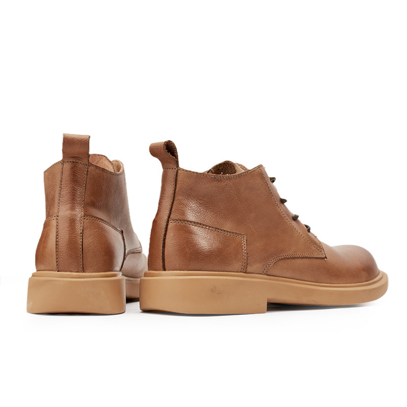 Martin Boots Fashion Leather Boots Flat Lace-up Mid-top Boots Casual All-match Men's Boots — изображение 4