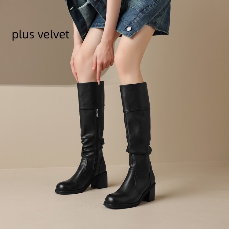 Thick Mid-heel High-top Below The Knee Women's Knight Warm Boots - Image 9
