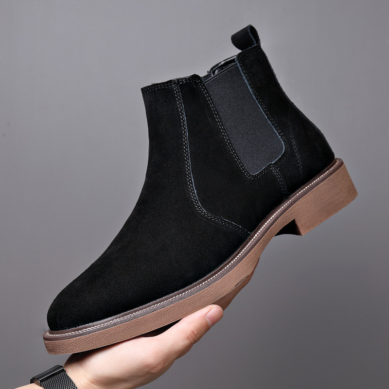Men's Suede Leather Autumn And Winter New Fleece-lined Pointed Ankle Boots - Image 2