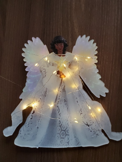 Christmas Tree Decoration Golden Angel Doll Tree Top Star LED Glow - Image 5