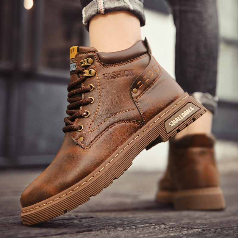 All-matching Men's Martin Boots Retro British Style Leather — изображение 2