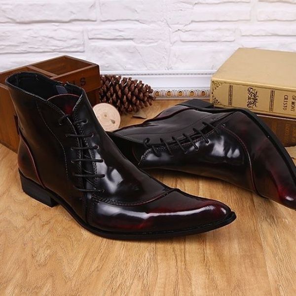 Light Luxury New Korean Style Men's Pointed Leather Boots - Image 3