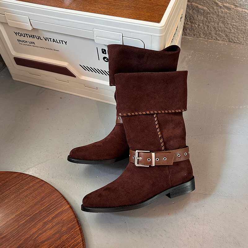 Western Denim British Style Knight Boots Leisure - Image 3