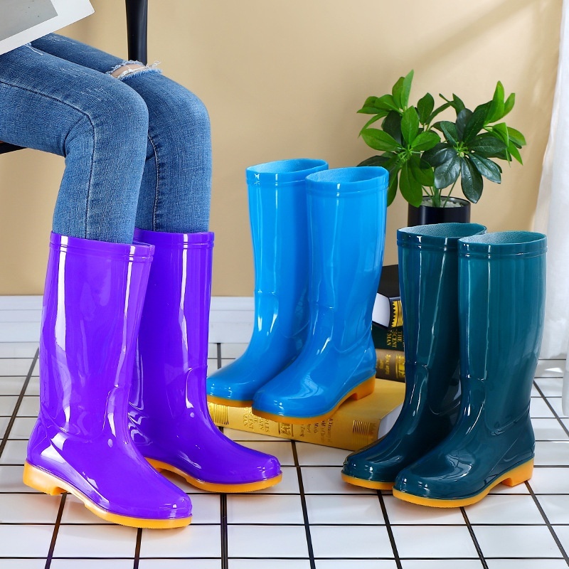 Women's Rain Boots Mid-high Tube Fashion Velvet Padded Thick Rain Boots Warm Winter Rain Boots Non-slip Adult — изображение 2