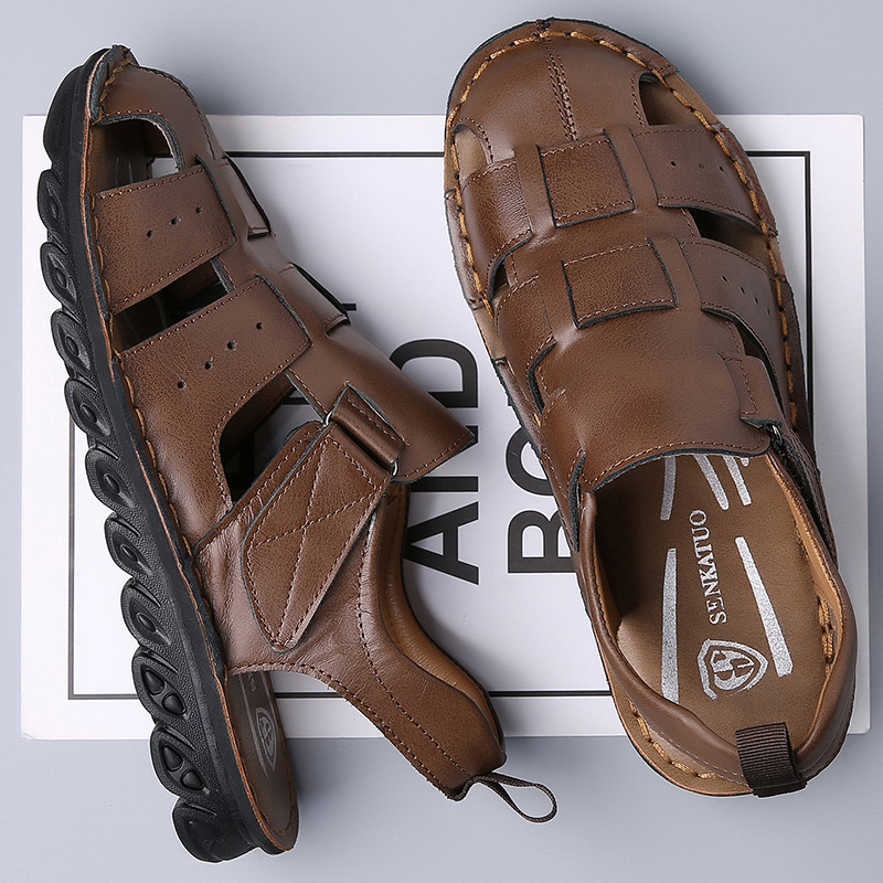 Men's Leather Sandals Soft Bottom Non-slip - Image 2