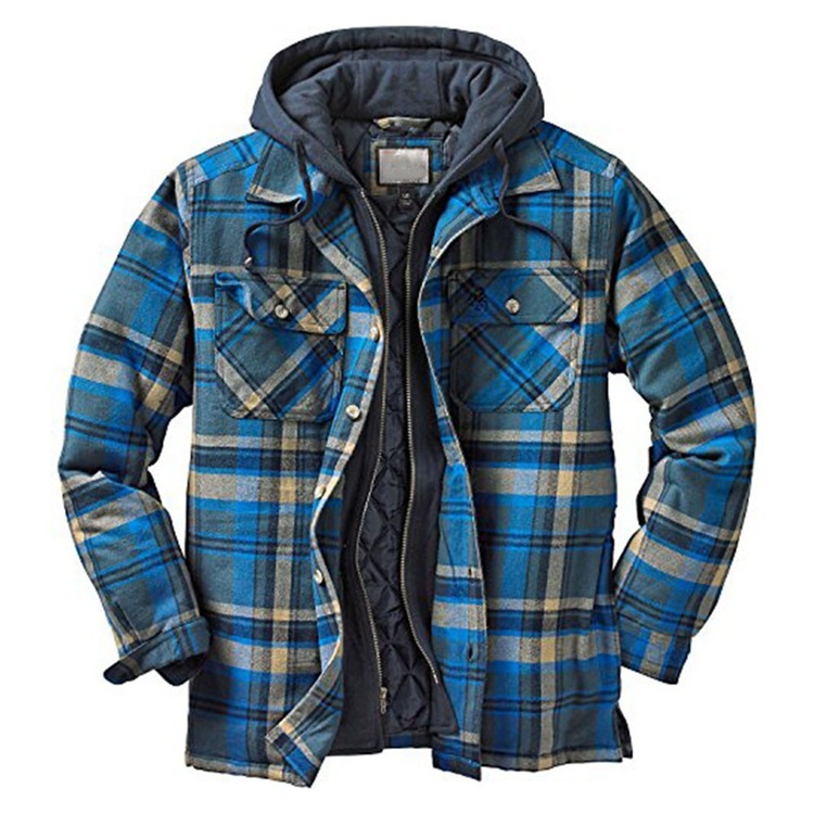 Thickened Cotton Padded Plaid Long Sleeve Loose Hooded Jacket - Image 5
