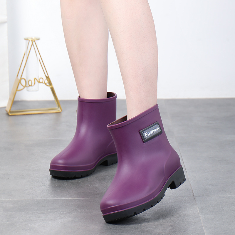 Fashion Work Wear Rain Shoes Adult Warm Women's Mid-calf Rain Boots - Image 4