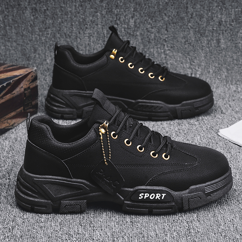 Dedicated Work Waterproof Non-slip Pure Black Labor Protection Tide Shoes - Image 3