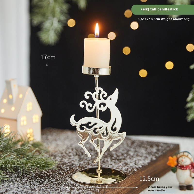 Romantic Christmas Wrought Iron Candlestick Candle Tray Decoration - Image 7