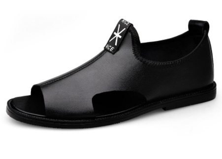 Toed First Layer Cowhide Sandals Men's Bag Heel Side Empty Leather Beach Non-slip Wear-resistant - Image 8