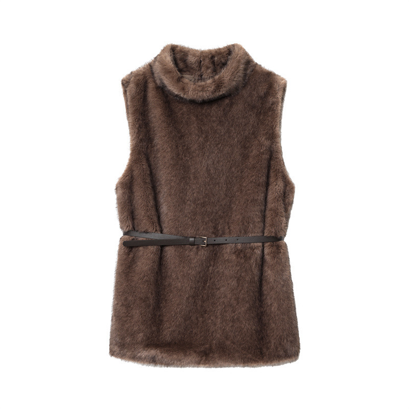 Elegant Women's Sleeveless Belt Turtleneck Top - Image 5