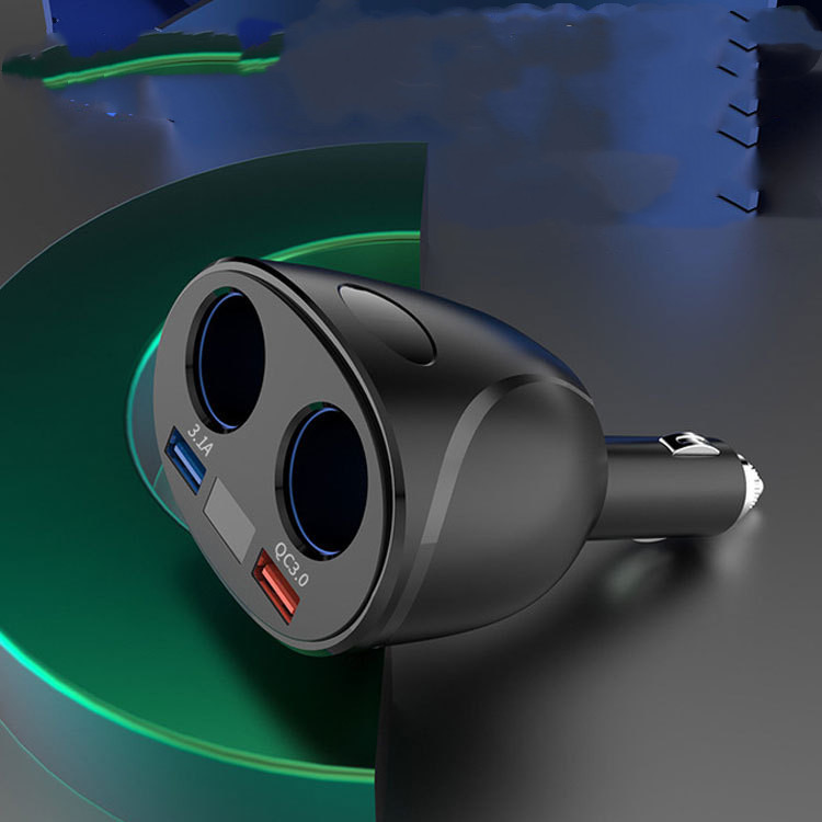 Rotating Digital Display Dual Cigarette Lighter Fast Charging Car Charger - Image 3