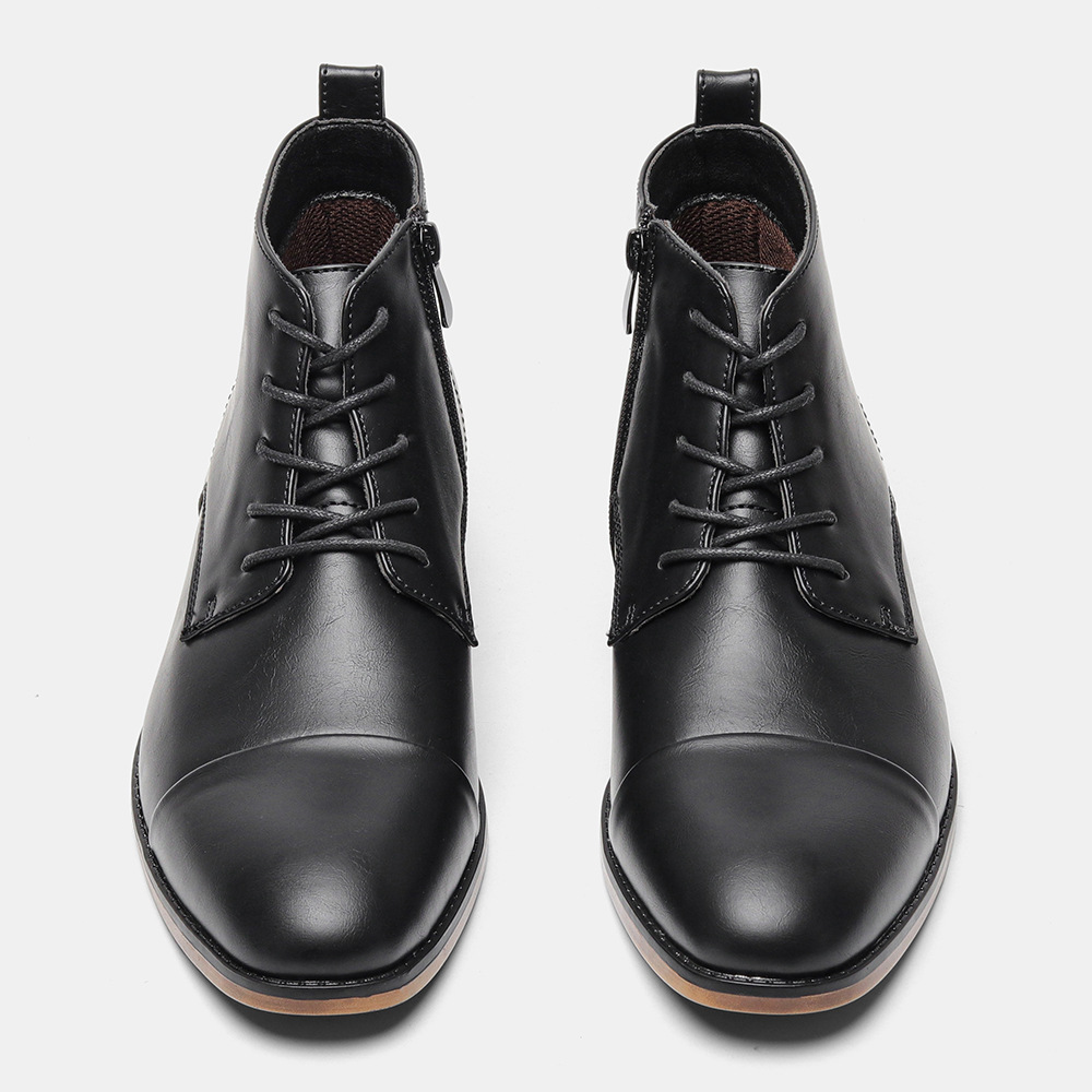 Plus Size Men's Chelsea Boots Inside Zipper Leather Boots - Image 2