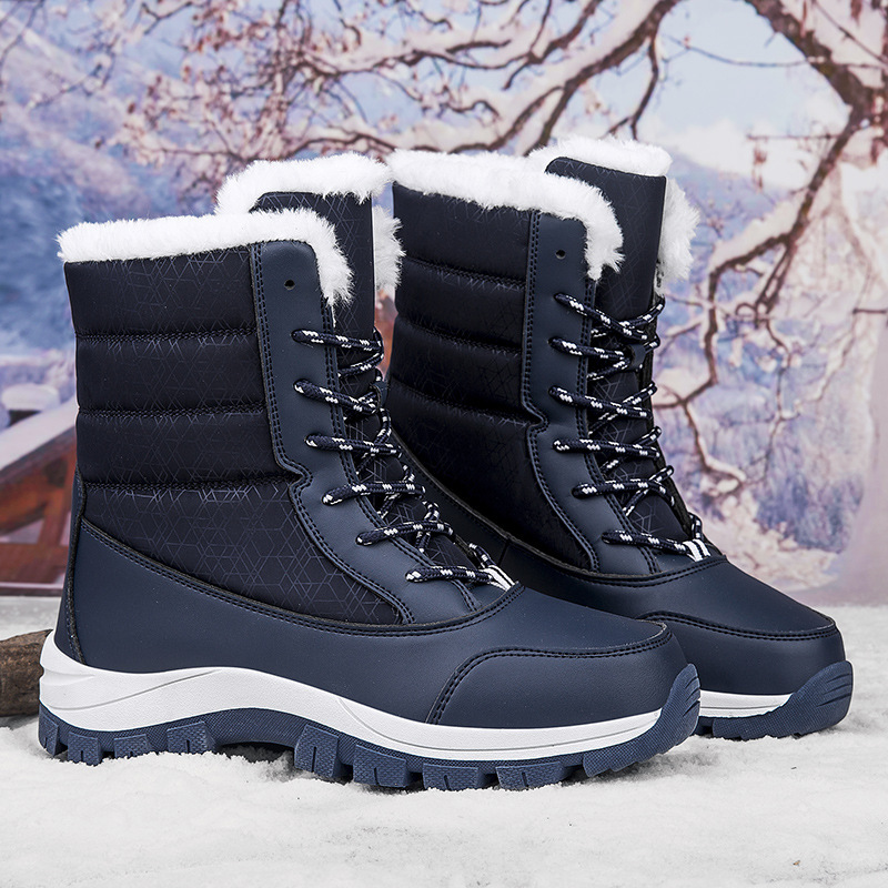 Winter Cotton Boots Outdoor Women's Fleece Lined Padded Warm Keeping Snow Boots - Image 2