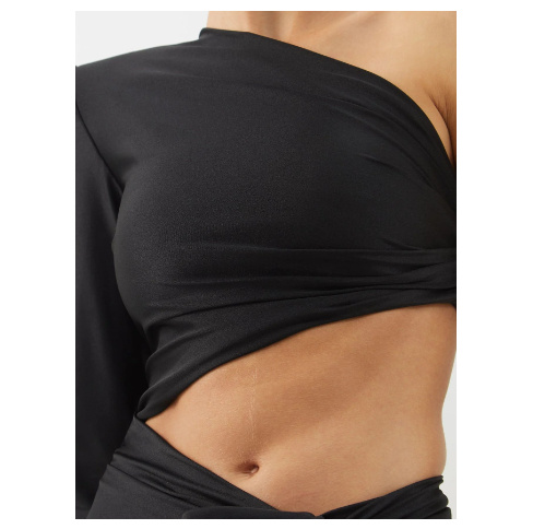 Women's Long Sleeved Hollow Slit Elastic Sloping Shoulder Dress – Bild 7