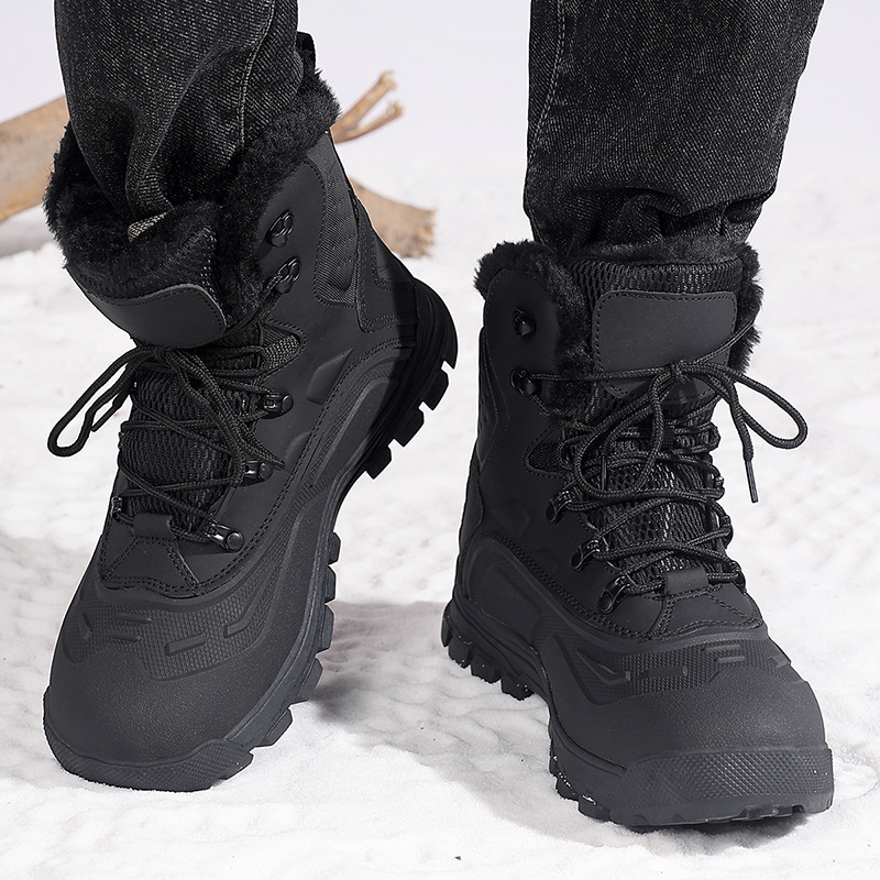 Fleece-lined Warm Plus Size High-top Men's Boots - Image 4