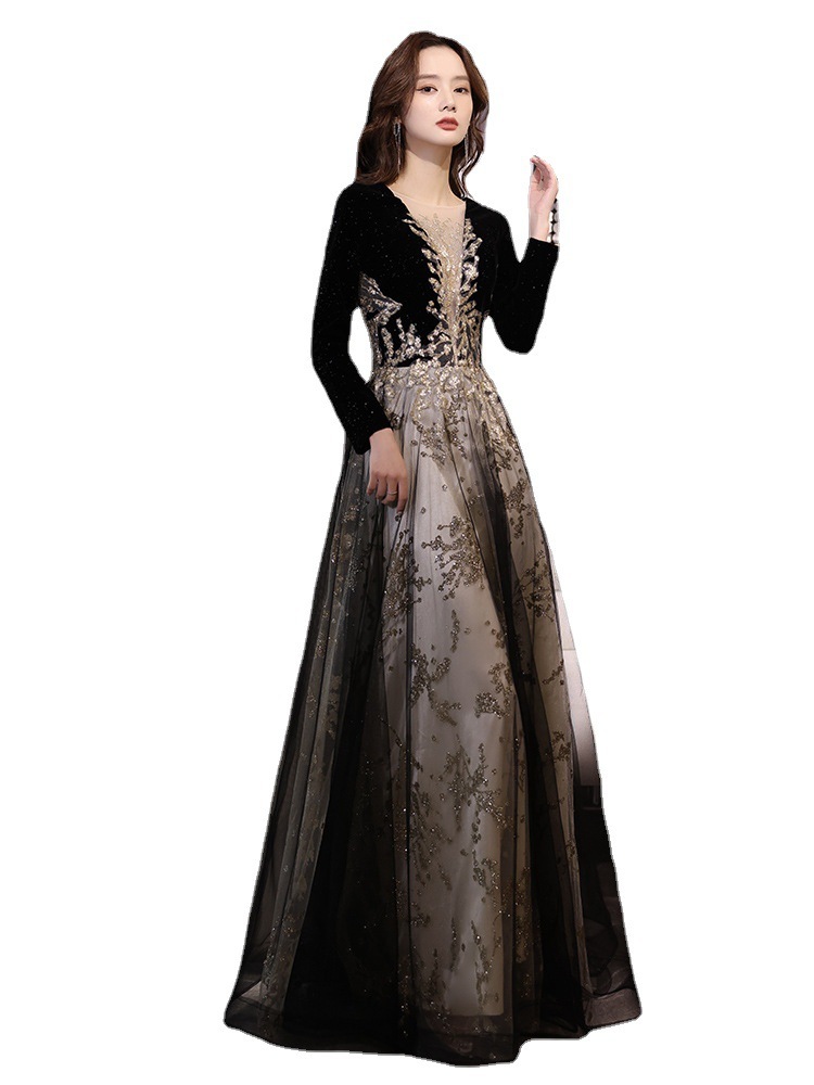 Black Moderator Long Sleeve Annual Party Dress - Image 3