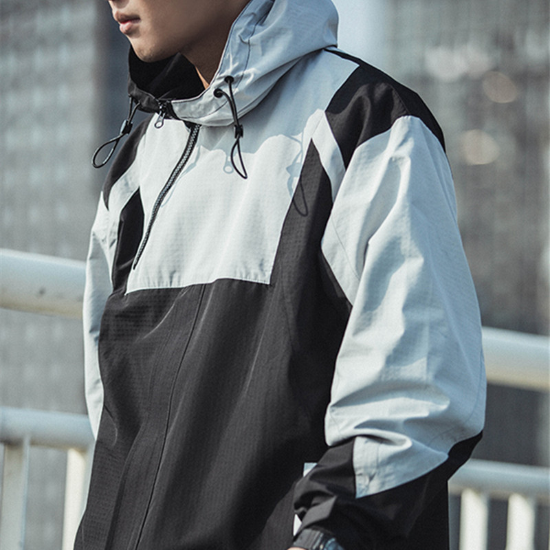 Men's Oversized Hooded Utility Slant Zip Pullover Jacket - Image 4