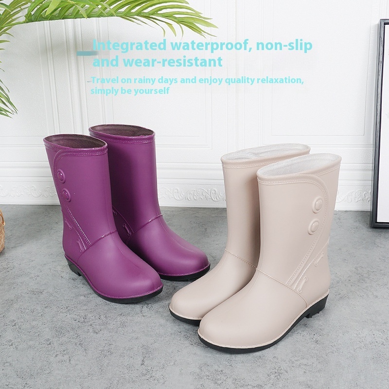 Women's Rain Boots Fleece-lined Fashion Mid-calf Waterproof - Image 3