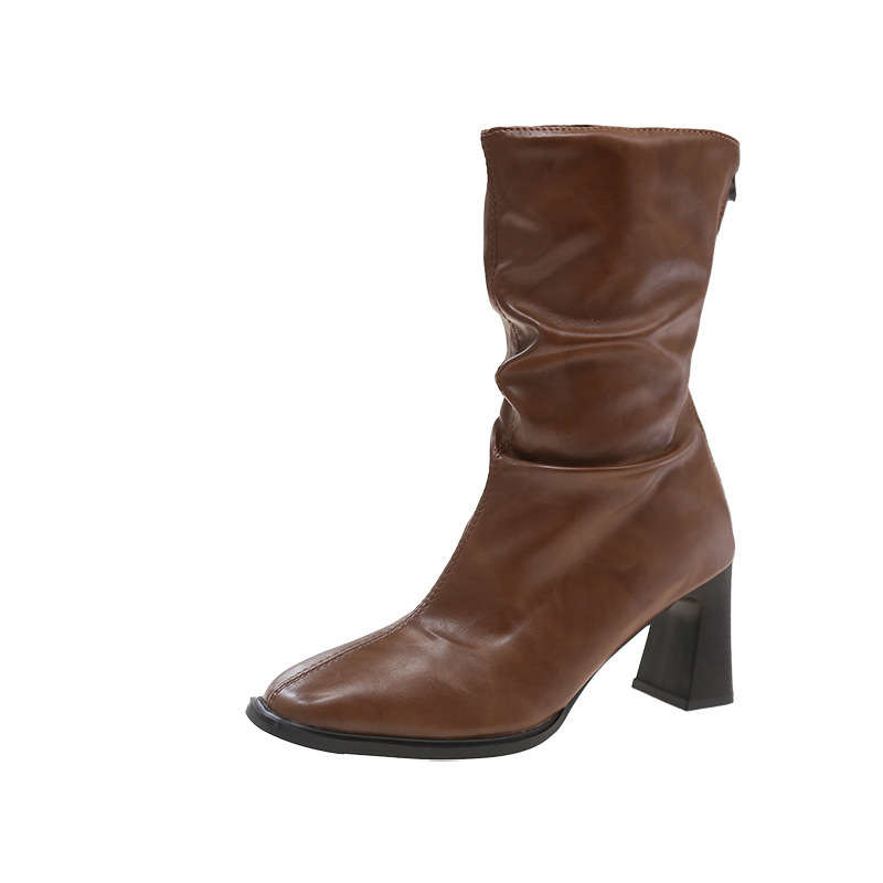 Large Size Women's Autumn And Winter High Heel Plus Fat Botton Width Ankle Boots - Image 5