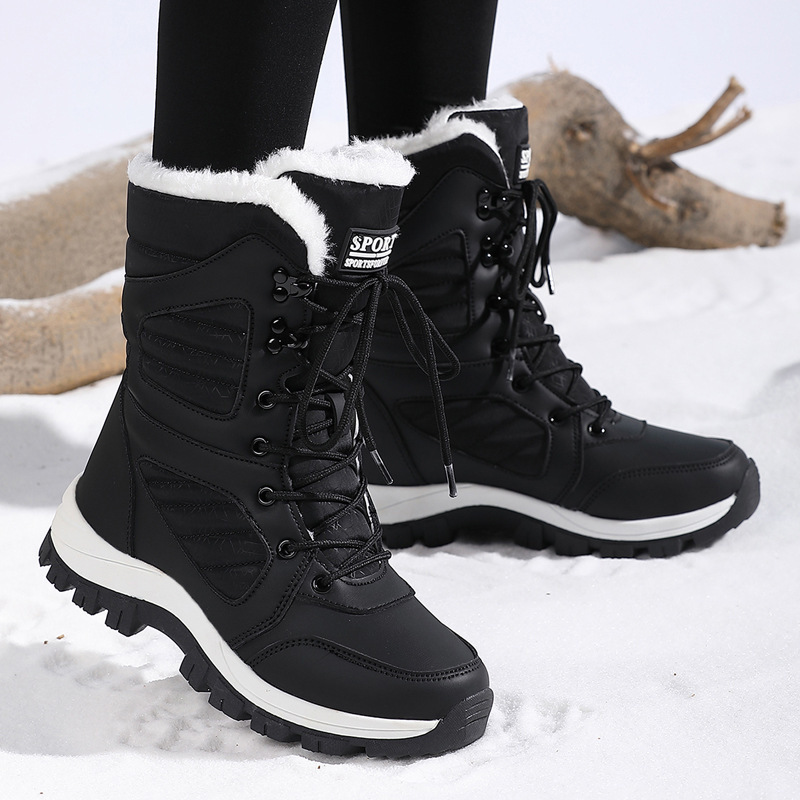 Thickened Long Wool Plus Velvet Warm Snow Boots - Image 2