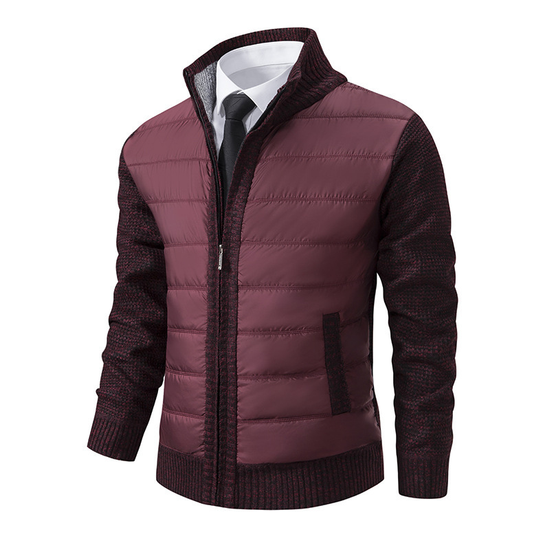 Stand Collar Fleece-lined Thickened Men's Coat - Image 10