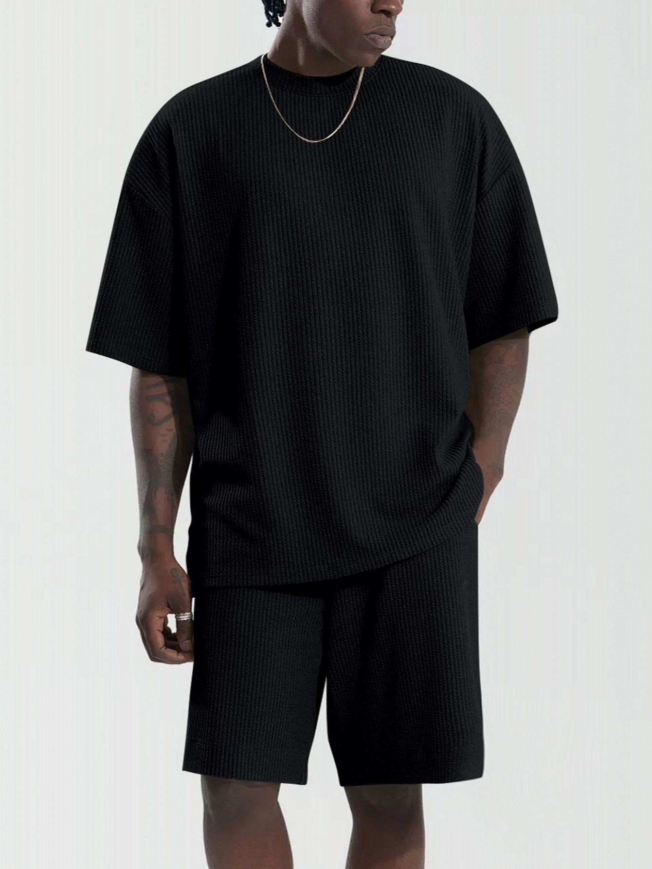 Men's Loose Short Sleeve Suit Sports Casual Texture Suit — изображение 2