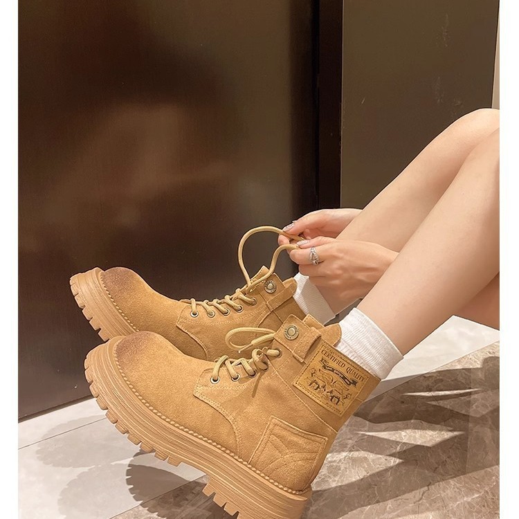 All-matching British Style Western Denim Worker Boots Outdoor Work Clothes Ankle Boots - Image 4