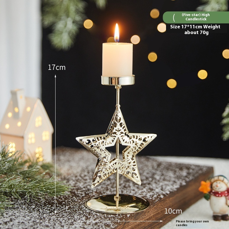Romantic Christmas Wrought Iron Candlestick Candle Tray Decoration - Image 10
