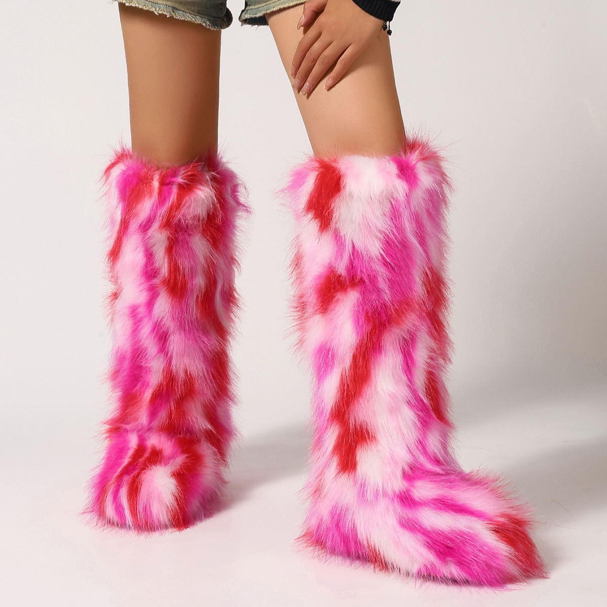 Flat Heel High-top Warm Winter Long Tube Fur Boots - Image 5