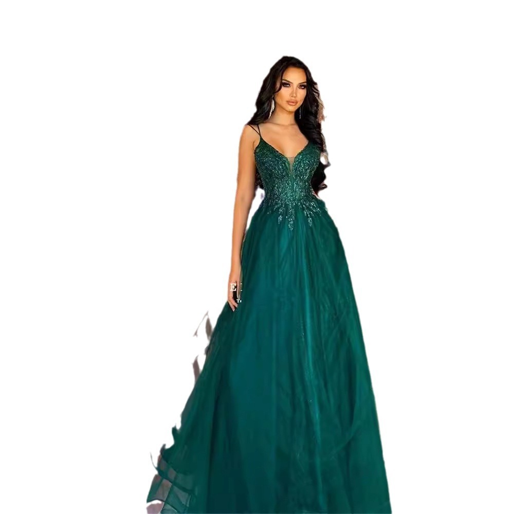 Dark Green Banquet Host Evening Dress — изображение 4