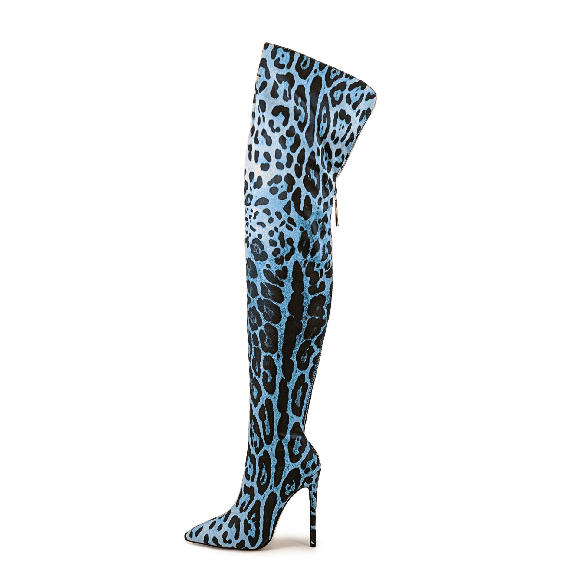 Pointed-toe Stiletto Leopard Print Stretch Thin Boots Nightclub Bar Pole Dance - Image 3
