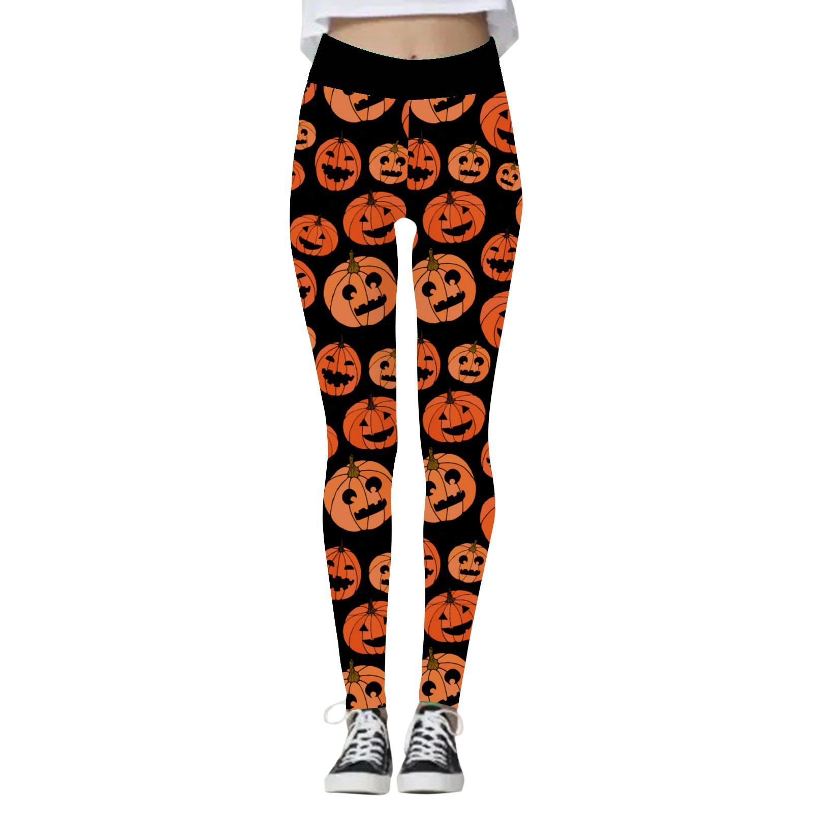 Halloween Women's Yoga Pants Pumpkin Skull — изображение 6