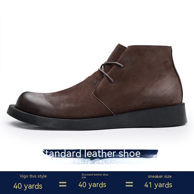 Martin Shoes Lace-up Leather Thick Bottom Soft Bottom Mid-top Men's Boots - Image 7