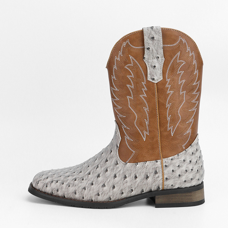 Western Denim Square Toe Motorcycle Men's Boots - Image 8