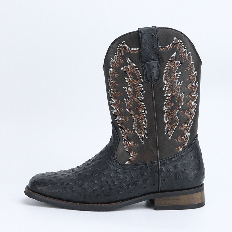Western Denim Square Toe Motorcycle Men's Boots - Image 6