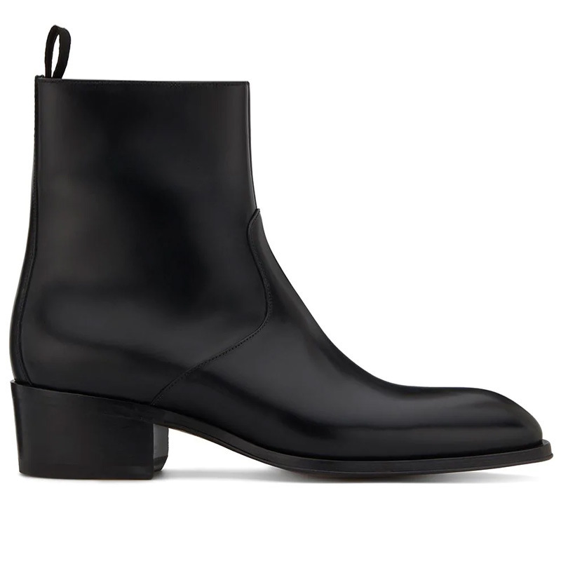 Leather Pointed Toe Zipper High Street Martin Boots - Image 3