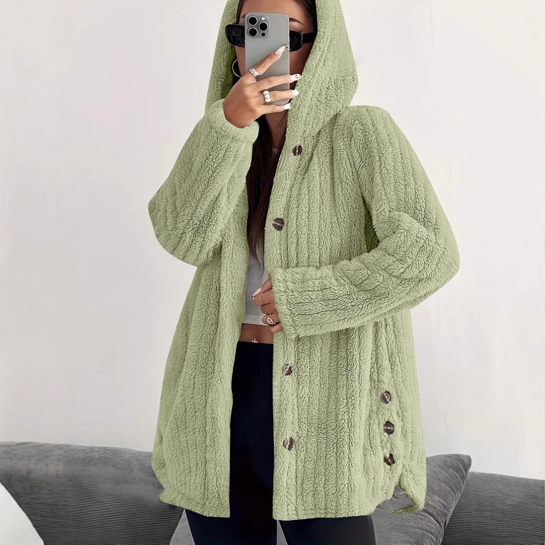 Hooded Loose Plush Coat Women's Regular Sleeve - Image 4