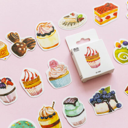 Yuxian Hand Ledger Sticker Sweetheart Cake Shaped Sealing Paste Box-packed Stickers 50 Pieces