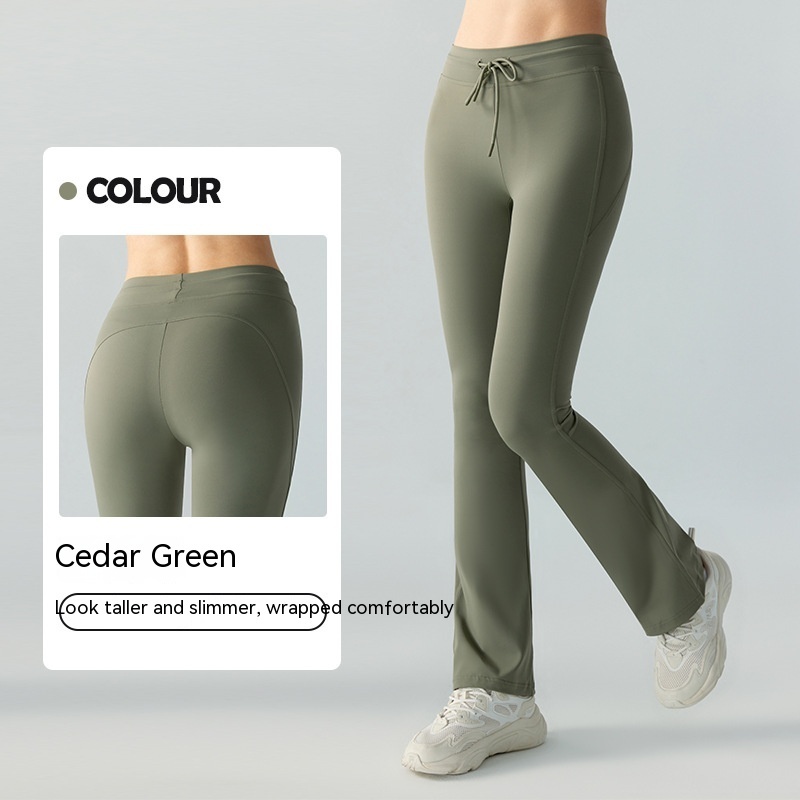 Waist Slimming And Hip Lifting Casual Yoga Pants Bilateral Pocket Yoga Bell-bottom Pants - Image 4
