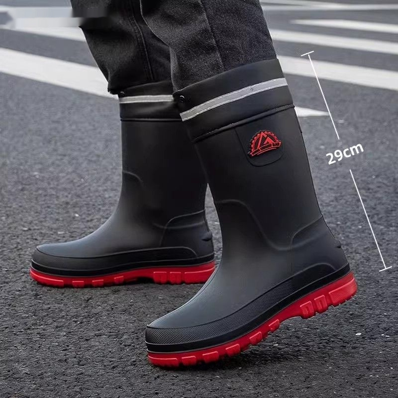 Men's Fashionable Outdoor Middle Tube Non-slip Rain Boots - Image 10