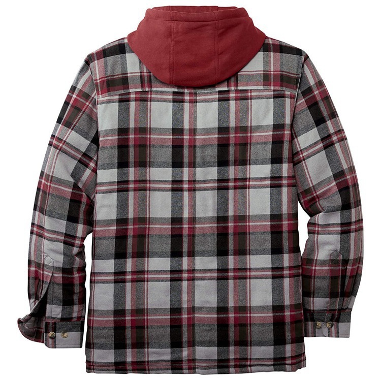 Thickened Cotton Padded Plaid Long Sleeve Loose Hooded Jacket - Image 3