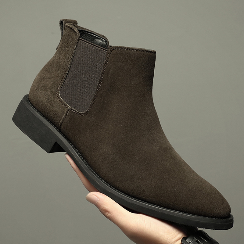 Breathable Autumn And Winter British Style Pointed Suede Short Martin Boots For Men - Image 6