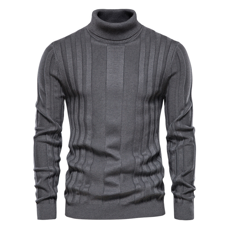 Men's Turtleneck Sweater Casual Knit Solid Color Pullover - Image 3