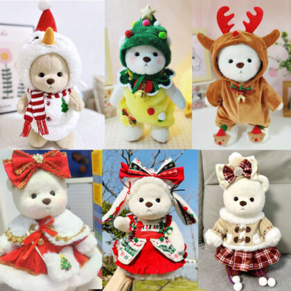 30cm Momo Bear Plush Doll Christmas David's Deer Snowman Suit Teddy Bear Doll Costume