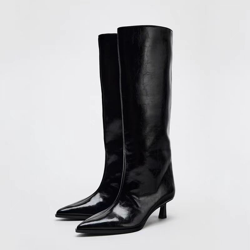 Women's British Style Pointed Toe High Leg Boot - Image 6