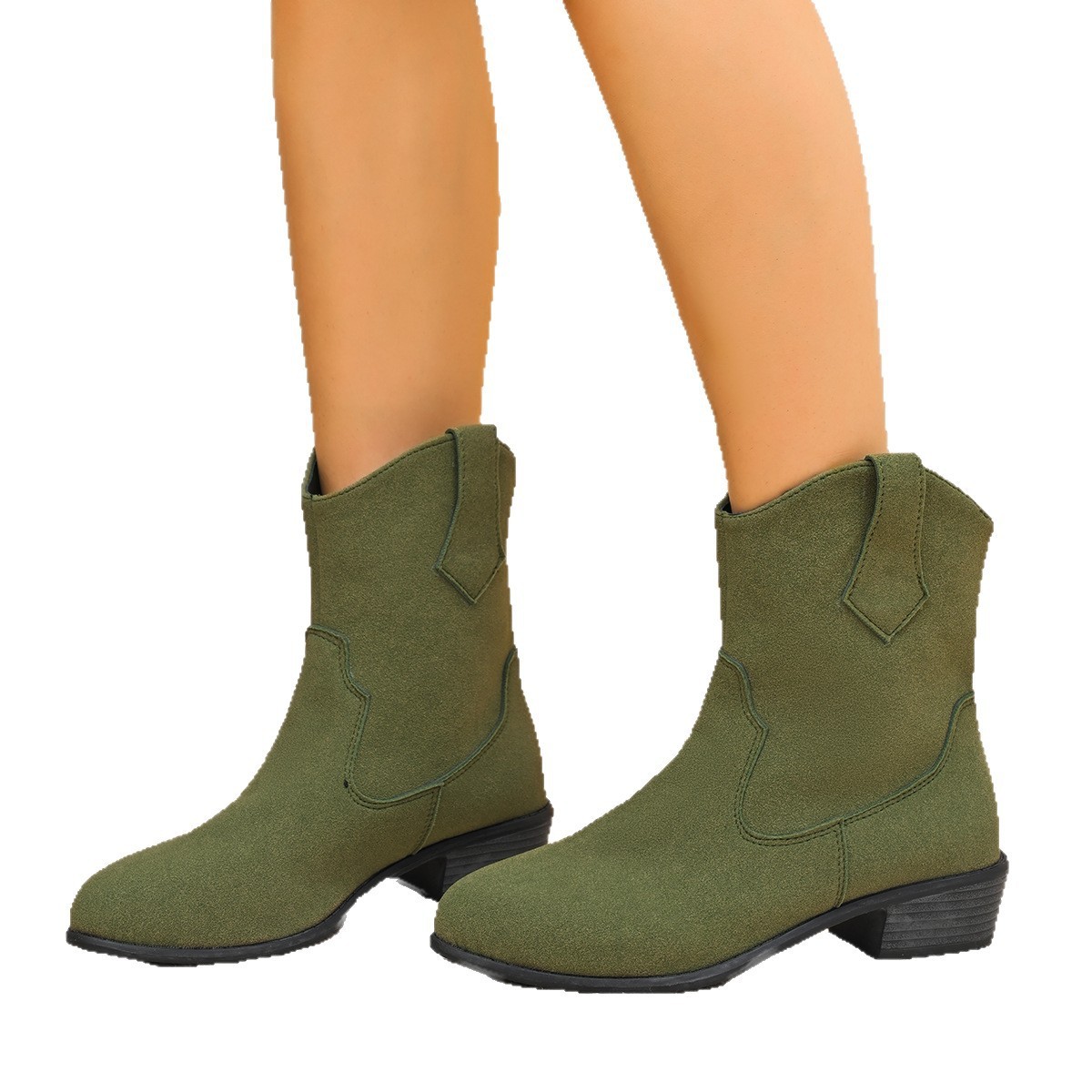 New Pointed British Style Mid Heel Boots - Image 5