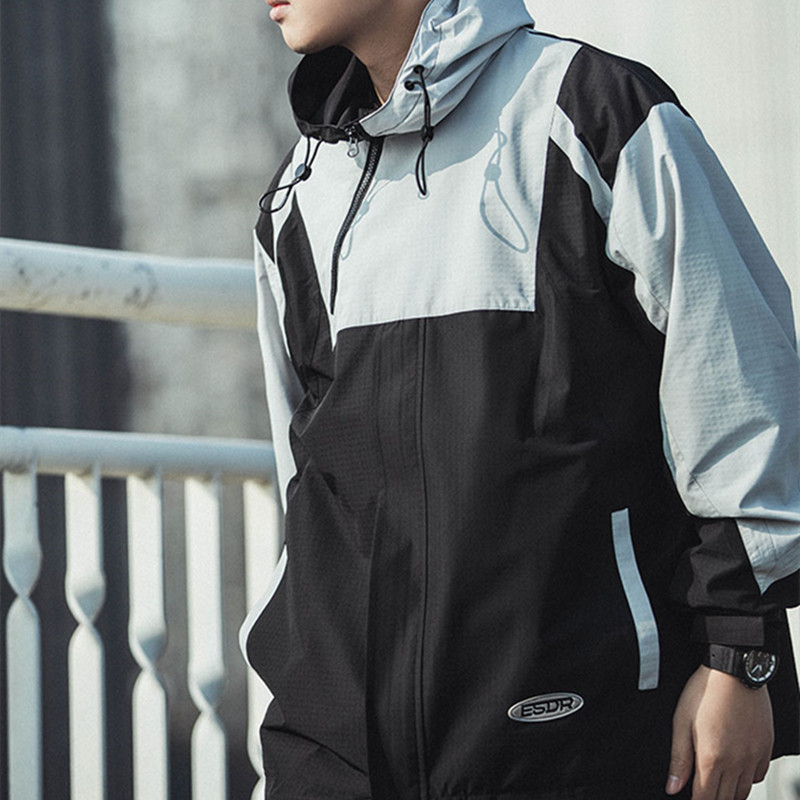 Men's Oversized Hooded Utility Slant Zip Pullover Jacket - Image 5